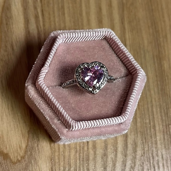 Beautiful Pink Heart Bling Ring - size 7 - Picture 4 of 8